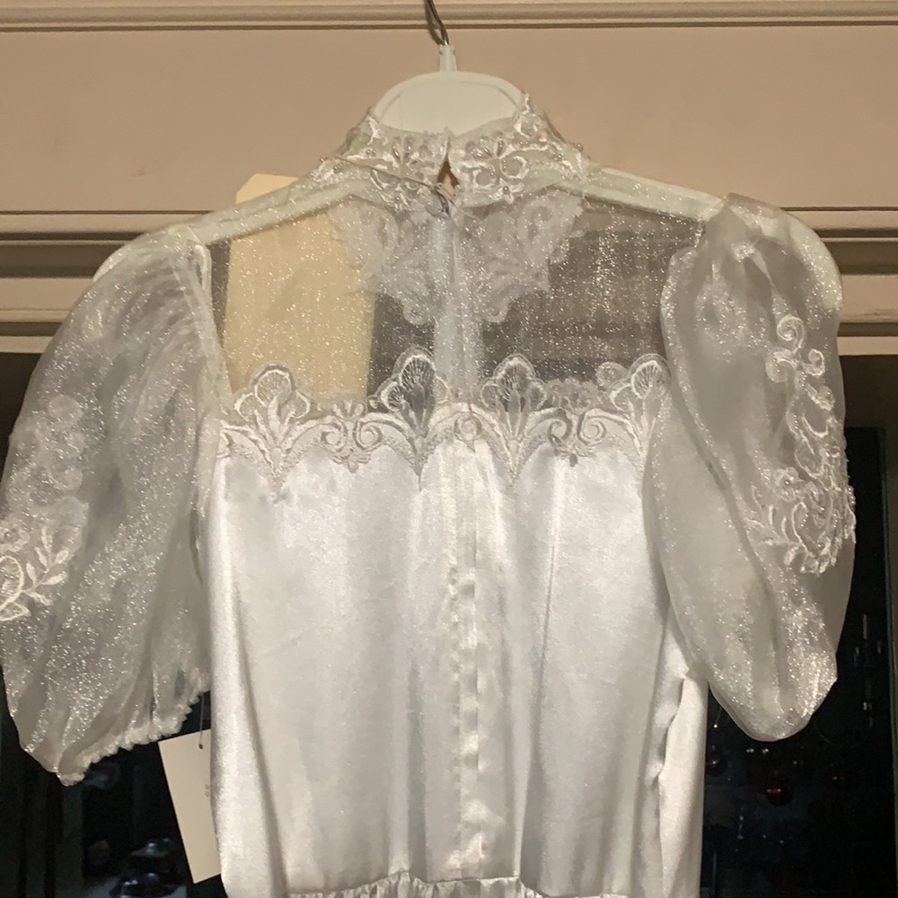 Sold: Wedding 2 White Satin flower girl dresses - Picture 6 of 8